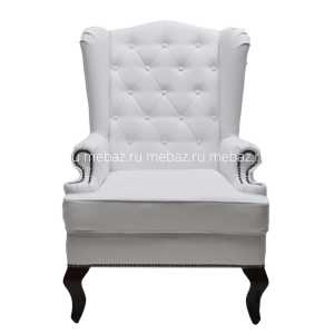 мебель Каминное кресло с ушами Экокожа Белая РМ