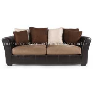мебель Диван Ashley двухместный кожа прямой коричнево-чёрный