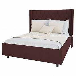 Кровать с декоративными гвоздиками Wing 140х200 коричневая