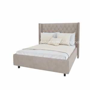 мебель Кровать с декоративными гвоздиками Wing 90х200 Велюр Серый Р