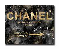 мебель Постер Chanel на чёрном в золотом A3