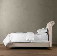 мебель Кровать Chesterfield Fabric Sleigh Bed 160х200 бежевая