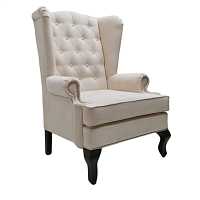 мебель Каминное кресло с ушами Велюр Молочный РМ
