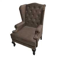 мебель Каминное кресло с ушами Велюр Серо-коричневый РМ