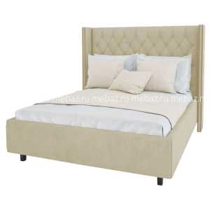 мебель Кровать с декоративными гвоздиками Wing 90х200 Лён Классический Р
