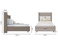 мебель Кровать с декоративными гвоздиками Wing 140х200 серая