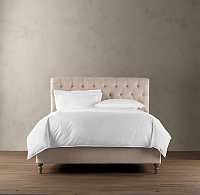 мебель Кровать Chesterfield Fabric Sleigh Bed 160х200 бежевая
