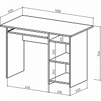 мебель Стол компьютерный Лайт-3К MAS_PSLT-3K-VD