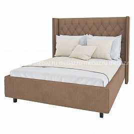 Кровать с декоративными гвоздиками Wing 140х200 светло-коричневая