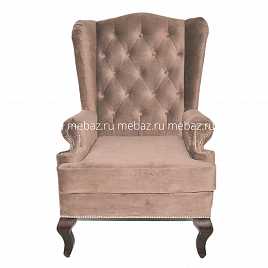 Каминное кресло с ушами розово - коричневый РМ