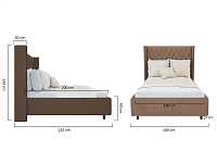 мебель Кровать с декоративными гвоздиками Wing 140х200 светло-коричневая