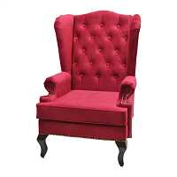 мебель Каминное кресло с ушами Велюр Красный РМ