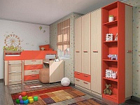 мебель Гарнитур для детской Рико №1 коралл SLV_Rico1_system_2