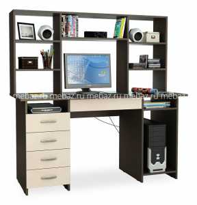 мебель Стол компьютерный Милан-6Я с надставкой MAS_MST-SDM-6YA-N-VD