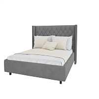мебель Кровать с декоративными гвоздиками Wing 90х200 Лен Серый Р