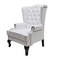 мебель Каминное кресло с ушами Экокожа Белая РМ