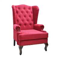 мебель Каминное кресло с ушами Велюр Красный РМ