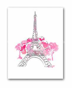 мебель Постер Paris А4 (розовый)