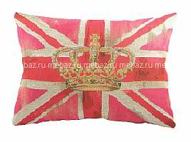 Большая подушка с британским флагом Crown Pink