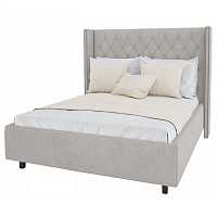 мебель Кровать с декоративными гвоздиками Wing 90х200 Лён Молочный Р