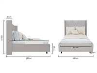 мебель Кровать с декоративными гвоздиками Wing 160х200 бежевая