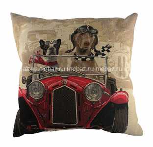 мебель Подушка с забавными собаками на красном автомобиле Doggie Drivers Red