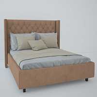 мебель Кровать с декоративными гвоздиками Wing 140х200 светло-коричневая