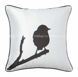 мебель Подушка с птичкой на ветке Lone Bird White
