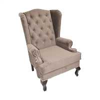 мебель Каминное кресло с ушами Велюр Серо-коричневый РМ
